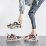 패션 브랜드 컬러 매칭 아빠 신발 여성용 2024 봄과 가을 신상 두꺼운 밑창 가벼운 정품 가죽 통기성 여성화 스포츠 캐주얼화 트렌디 - 이미지 4