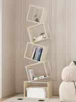 심플한 침실 크리에이티브 책장 바닥 선반 거실 코너 책장 철제 사무실 다층 수납 선반 - 이미지 2