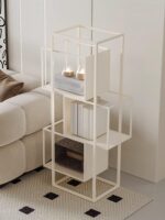 심플한 침실 크리에이티브 책장 바닥 선반 거실 코너 책장 철제 사무실 다층 수납 선반 - 이미지 3