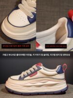 홍콩 여성용 키높이 흰색 신발 2025년 신상품 봄 가을 두꺼운 밑창 정품 가죽 아빠 신발 스포츠 캐주얼 올매치 스니커즈 - 이미지 4