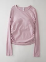 여성용 요가복 2025년 신상품 고정 가슴 패드가 있는 고급 상의 피트니스 긴팔 스포츠 필라테스 올매치 티셔츠 - 이미지 5