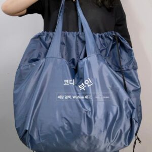 (35L 대용량 - 15개면 문제없어요) 패션 드로스트링백 대용량 나일론 쇼핑백 숄더백 친환경 가방