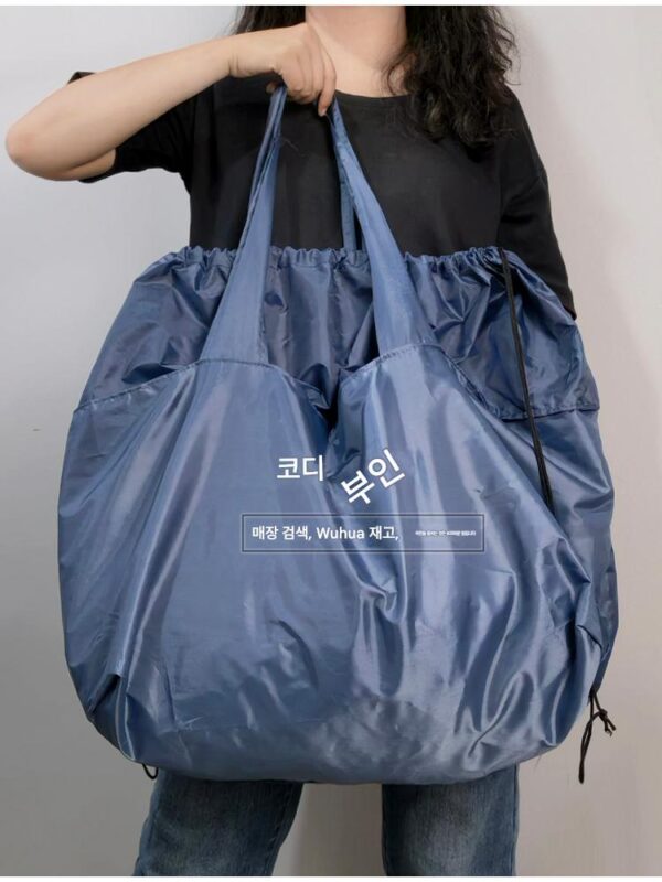 (35L 대용량 - 15개면 문제없어요) 패션 드로스트링백 대용량 나일론 쇼핑백 숄더백 친환경 가방