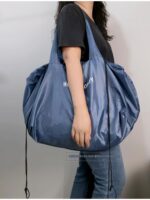 (35L 대용량 - 15개면 문제없어요) 패션 드로스트링백 대용량 나일론 쇼핑백 숄더백 친환경 가방 - 이미지 4