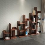 호두 원목 책꽂이 바닥형 다층 격자 캐비닛 나무 모양 심플한 홈 공간 절약형 수납 조합 랙 - 이미지 2