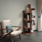 호두 원목 책꽂이 바닥형 다층 격자 캐비닛 나무 모양 심플한 홈 공간 절약형 수납 조합 랙 - 이미지 3