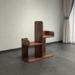 호두 원목 책꽂이 바닥형 다층 격자 캐비닛 나무 모양 심플한 홈 공간 절약형 수납 조합 랙 - 이미지 4