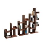 호두 원목 책꽂이 바닥형 다층 격자 캐비닛 나무 모양 심플한 홈 공간 절약형 수납 조합 랙 - 이미지 5