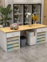 다기능 작업대 꽃꽂이 디스플레이 테이블 꽃집 풀아웃 백 꽃 테이블 수납 서랍 선물 가방 꽃 종이 테이블 - 이미지 5