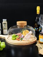 크리에이티브 분자요리 간식 고온 내성 투명 훈제 유리 커버 훈제 식품 커버 손잡이 나무 접시 식기 - 이미지 2