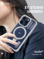 EUTA는 Apple 15promax 모바일 폰 케이스 2023 새로운 iPhone16Promax 단순 투명 고급 magesafe 자기 충전 보이지 않는 브래킷 낙하 방지 전체 가장자리 조수에 적합합니다.