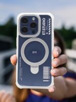 EUTA는 Apple 15promax 모바일 폰 케이스 2023 새로운 iPhone16Promax 단순 투명 고급 magesafe 자기 충전 보이지 않는 브래킷 낙하 방지 전체 가장자리 조수에 적합합니다. - 이미지 3