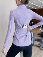 롱스탠드업칼라 핸섬스포츠재킷 넷셀러브리티 속건요가복 긴팔타이트탑 봄가을 러닝재킷 여성용