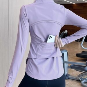 롱스탠드업칼라 핸섬스포츠재킷 넷셀러브리티 속건요가복 긴팔타이트탑 봄가을 러닝재킷 여성용