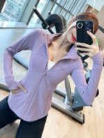 롱스탠드업칼라 핸섬스포츠재킷 넷셀러브리티 속건요가복 긴팔타이트탑 봄가을 러닝재킷 여성용 - 이미지 2