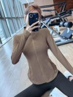 롱스탠드업칼라 핸섬스포츠재킷 넷셀러브리티 속건요가복 긴팔타이트탑 봄가을 러닝재킷 여성용 - 이미지 3