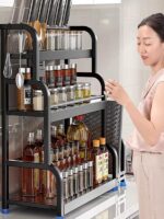 T4kzi 주방 조미료 선반 조리대 젓가락 칼꽂이 다기능 조미료 다층 선반 주방용품 보관 선반 - 이미지 4