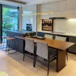 통나무 스타일 록보드 아일랜드 테이블 식탁 통합 오픈 키친 우드 그레인 역전형 텔레스코픽 홈 고급 센터 가이드 테이블 - 이미지 2