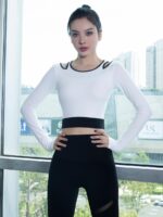 긴팔 요가복 신상품 가을 겨울 가슴패드 필라테스 피트니스 슬림 속건 고급 런닝 스포츠복
