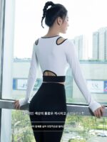 긴팔 요가복 신상품 가을 겨울 가슴패드 필라테스 피트니스 슬림 속건 고급 런닝 스포츠복 - 이미지 3