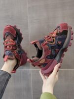 인기 두꺼운 밑창 컬러블록 레트로 와플 Gump 슈즈 여성용 2024년 가을 신상품 슬림 대드 슈즈 캐주얼 스포츠 슈즈