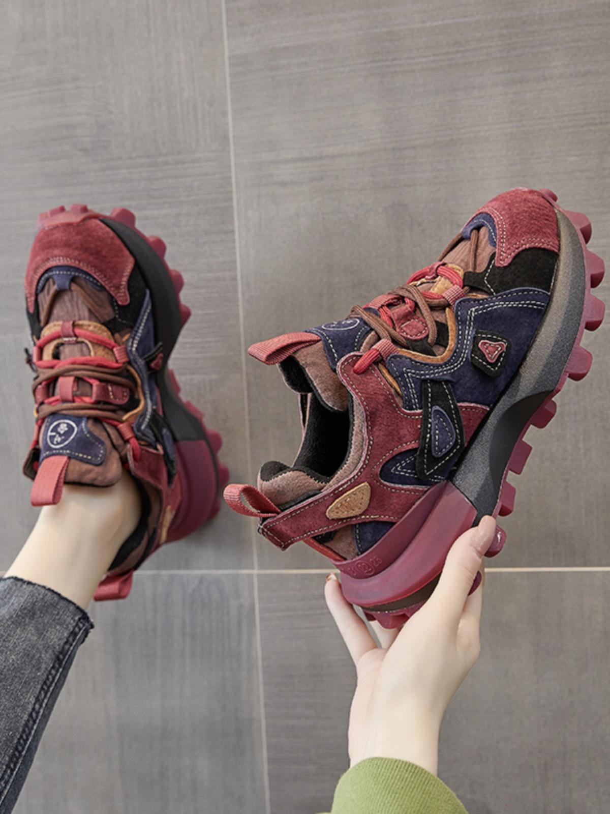 main_745717612069_0-1 인기 두꺼운 밑창 컬러블록 레트로 와플 Gump 슈즈 여성용 2024년 가을 신상품 슬림 대드 슈즈 캐주얼 스포츠 슈즈 - 이미지 1