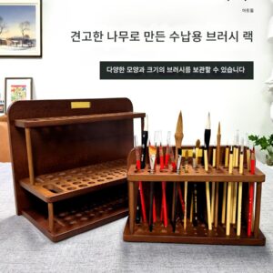 DJAR 견고한 나무 보관용 브러시 브러시 홀더 페인팅 상자 호두 너도밤나무 중국 펜 홀더 크기