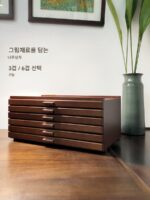 DJAR 견고한 나무 보관용 브러시 브러시 홀더 페인팅 상자 호두 너도밤나무 중국 펜 홀더 크기 - 이미지 2