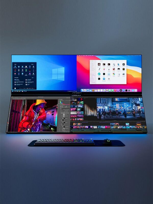 유나이티드 이노베이션 INNOCN 43.8인치 상하 스크린 조합 듀얼 스크린 테이블 효과 e스포츠 44C1G