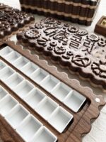 레트로 초콜릿 샌드위치 비스킷 수채화 물감 상자 24색 48색 호두 수채화 포장 빈 상자 - 이미지 2