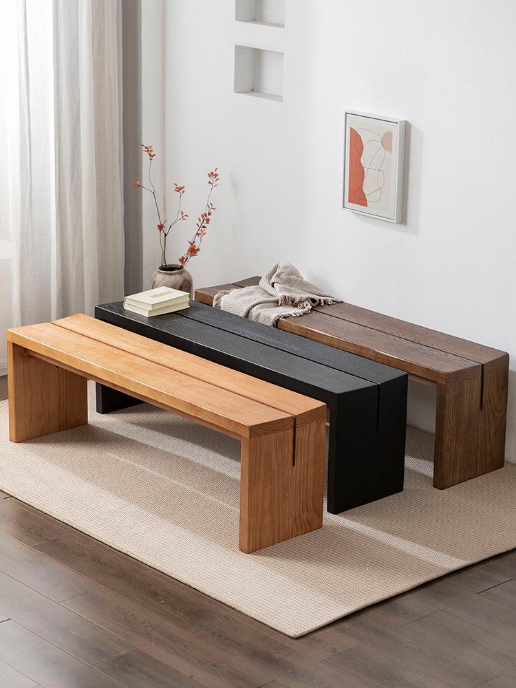 main_746247124075_0-1 노르딕 솔리드 우드 롱 벤치 체리 컬러 나무 벤치 홈 월넛 벤치 애쉬 블랙 나무 벤치 나무 벤치 - 이미지 1