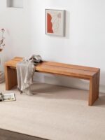 노르딕 솔리드 우드 롱 벤치 체리 컬러 나무 벤치 홈 월넛 벤치 애쉬 블랙 나무 벤치 나무 벤치 - 이미지 3