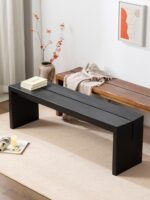 노르딕 솔리드 우드 롱 벤치 체리 컬러 나무 벤치 홈 월넛 벤치 애쉬 블랙 나무 벤치 나무 벤치 - 이미지 5