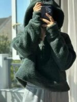 lulu scuba 여성용 요가복 짧은 재킷 가을과 겨울 신상품 양모 느슨한 플러스 벨벳 스웨터 후드티 - 이미지 4