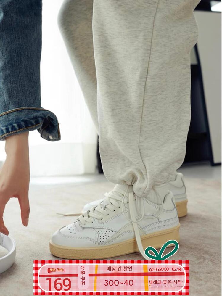 main_747152442790_0-1 란얀 2024년 봄 신상품 크림 가죽 화이트 슈즈 스니커즈 여성용 로우탑 다재다능 스포츠 캐주얼화 학생용 - 이미지 1