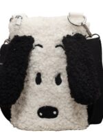 여성용 겨울 미니백 2024년 신상품 귀여운 강아지 플러시 휴대폰 가방 다용도 양털 메신저 백 - 이미지 5