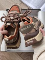 [굽 높이 5cm] 여성용 와플 검프 슈즈 2025년 봄 신스타일 아빠 슈즈 키 증가 두꺼운 바닥 스포츠 캐주얼 슈즈 - 이미지 2