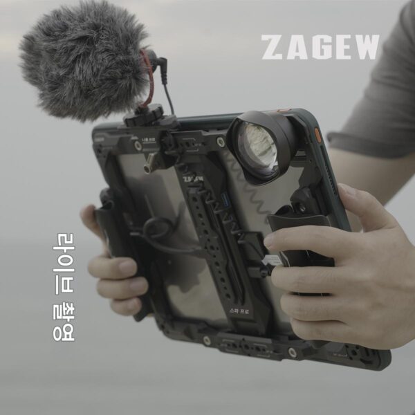 Zagew iPad Pro/Air 11/13(M4) Apple Tablet PC Rabbit Cage 핸드헬드 브라켓 보호 케이스 배터리 수명 연장 키트 영상 전송 모니터링 확장 도크 전원 공급 장치 숄더 스트랩 자동차 마운트