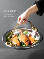 두꺼운 스키야키 냄비 상업용 냄비 레스토랑 전용 신형 평저 휴대용 건조 냄비 가정용 스테인리스 스틸 통합 핫팟 - 이미지 2