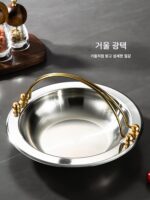 두꺼운 스키야키 냄비 상업용 냄비 레스토랑 전용 신형 평저 휴대용 건조 냄비 가정용 스테인리스 스틸 통합 핫팟 - 이미지 5