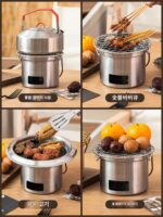 미니 숯불 스토브 야외 휴대용 가정용 바베큐 스테인리스 스틸 스토브 차 끓이기 올리브 알코올 한국식 바베큐 스토브 - 이미지 3