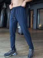 가을 겨울 피트니스 스포츠 캐주얼 팬츠 남성용 속건성 런닝 트레이닝 드로스트링 팬츠 슬림핏 포켓 지퍼 팬츠 트렌디 - 이미지 3