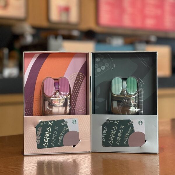 스타벅스 로피 콜라보레이션 마우스 조인트 브라이트 로즈 골드 클래식 그린 무선 블루투스 충전식 계산기