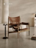 앤틱 스타일 치프틴 체어 제이초우 동일 스타일 싱글 소파 노르딕 수입 나파 가죽 애쉬 우드 ​​가죽 싱글 체어