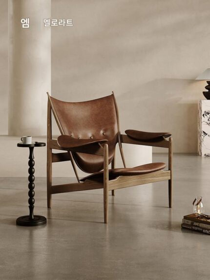 앤틱 스타일 치프틴 체어 제이초우 동일 스타일 싱글 소파 노르딕 수입 나파 가죽 애쉬 우드 ​​가죽 싱글 체어