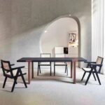 와비사비 스타일 통나무 식탁 홈 디자이너 모델 룸 거실 단단한 나무 책상 직사각형 개성 책상 - 이미지 2