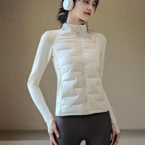 VALVOELITE 얇은 요가 다운 재킷 여성용 슬림 스포츠 탑 재킷 프로페셔널 러닝 트레이닝 수트 피트니스