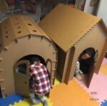 초대형 어린이용 골판지 집 종이 껍질 집 별이 빛나는 하늘 장난감 집 성 게임 집 유치원 diy 수제 골판지 상자 - 이미지 2