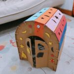 초대형 어린이용 골판지 집 종이 껍질 집 별이 빛나는 하늘 장난감 집 성 게임 집 유치원 diy 수제 골판지 상자 - 이미지 3