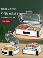 고급 스테인리스 스틸 뷔페 스토브 전기 가열 유압 뷔페 스토브 아침 식사 단열 스토브 시각적 상업용 호텔 식기